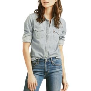 Levi's Ultimate Western Denim Faded Blue Pearl Snap Shirt XXL